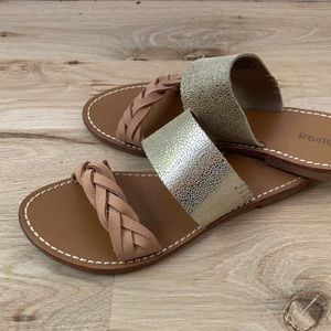 Soludos Braided Slide Sandal - EUC - Tan and Gold